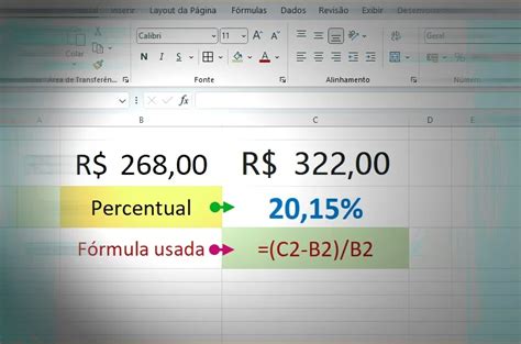 porcentagem entre dois valores excel|como acrescentar porcentagem no excel.